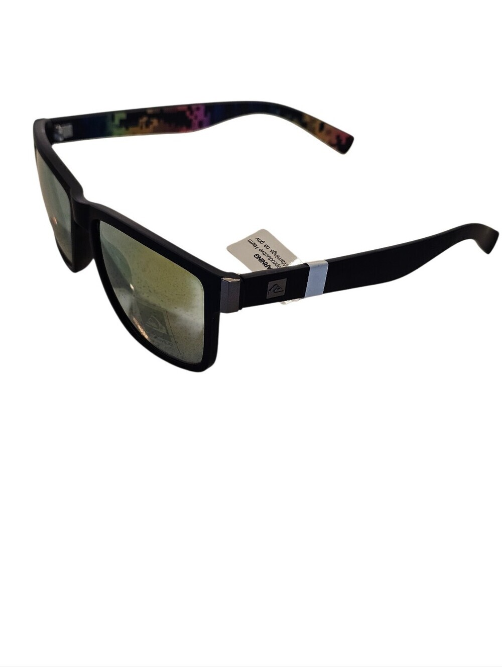 Quiksilver Black Frame Sunglasses with Green Mirrored Lenses, NEW